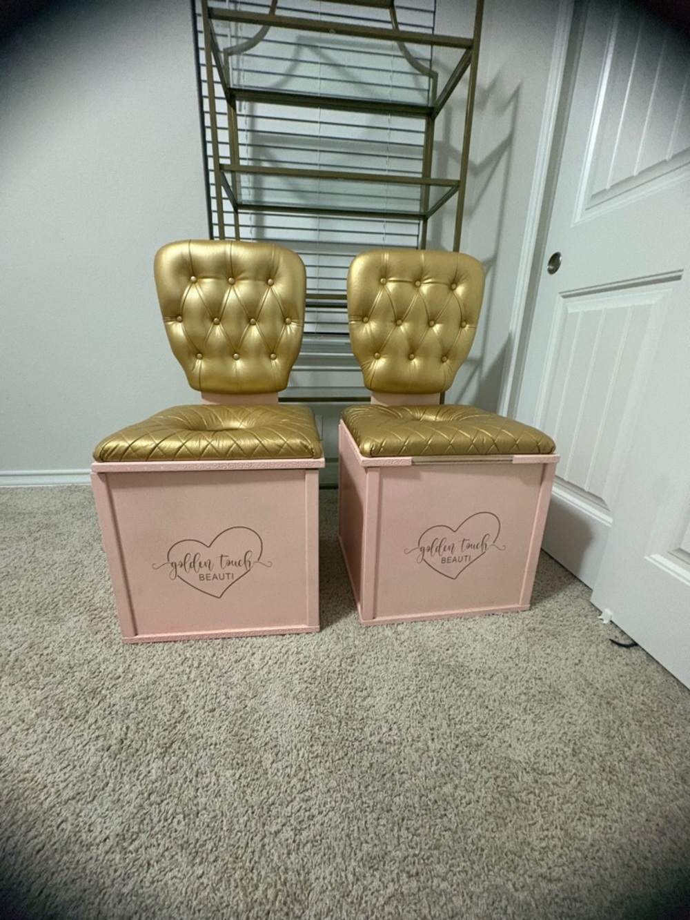 Pink & Gold Salon Storage Stools